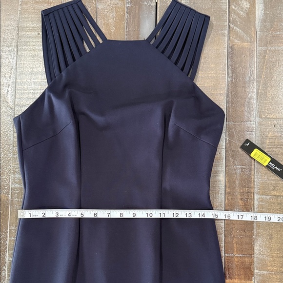 NWT Antonio Melani Navy Blue Caged Neckline Sleeveless Sheath Dress Size 6 - Picture 4 of 10